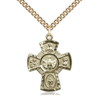 14kt Gold Filled 5-Way Medal Catholic Jewelry