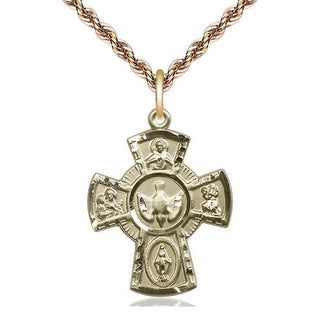 14kt Gold Filled 5-Way Medal Catholic Jewelry