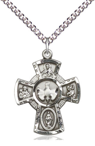 Sterling Silver 5-Way Medal Catholic Jewelry