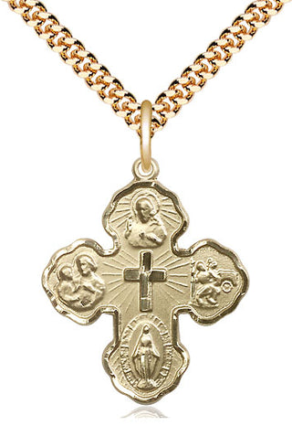 14kt Gold Filled 5-Way Medal Catholic Jewelry