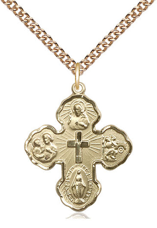 14kt Gold Filled 5-Way Medal Catholic Jewelry