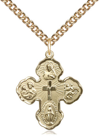 14kt Gold Filled 5-Way Medal Catholic Jewelry