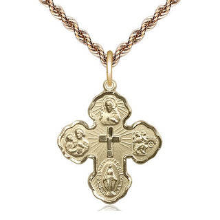 14kt Gold Filled 5-Way Medal Catholic Jewelry