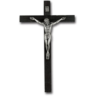 10" Palissander Wood Crucifix W Metal Corpus