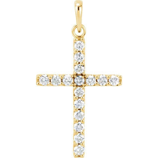 14K Yellow 1/2 CTW Natural Diamond Cross Pendant