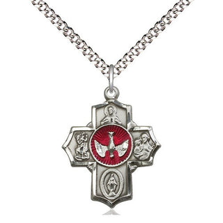 Sterling Silver 5-Way Medal Religious Jewelry
