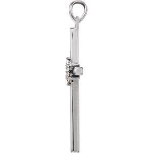 14K White 1/10 CTW Natural Diamond Cross Pendant