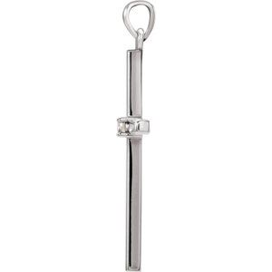 14K White .03 CT Natural Diamond Cross Pendant
