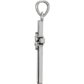 14K White .06 CTW Natural Diamond Cross Pendant