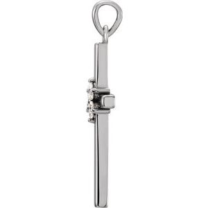 14K White 1/10 CTW Natural Diamond Cross Pendant