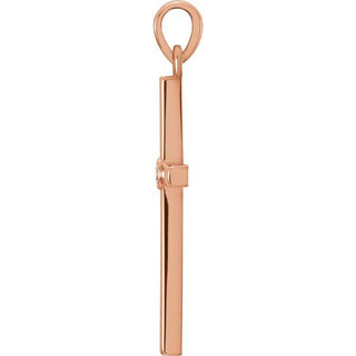 14K Rose .02 CT Natural Diamond Cross Pendant