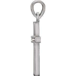 Platinum .01 CT Natural Diamond Cross Pendant
