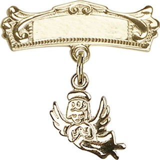 14kt Gold Badge Pin Guardian Angel Baby Badge
