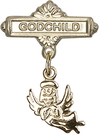 14kt Gold Godchild Guardian Angel Baby Badge