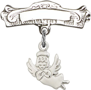 Sterling Silver Badge Pin Guardian Angel Baby Badge
