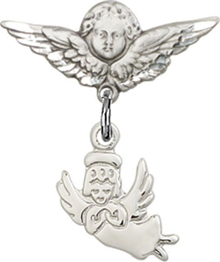 Sterling Silver Small Angel w/Wings Guardian Angel Baby Badge