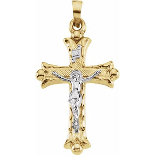 14K Yellow & White 25x18 mm Hollow Crucifix Pendant