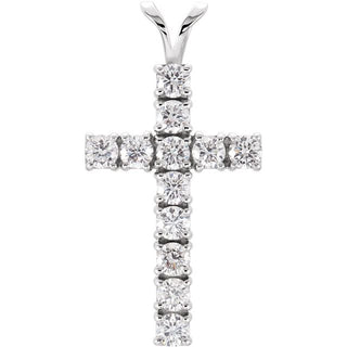 14K White 1 1/4 CTW Lab-Grown Diamond Cross Pendant
