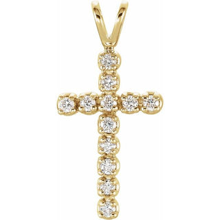 14K Yellow  1/8 CTW Lab-Grown Diamond Cross Pendant