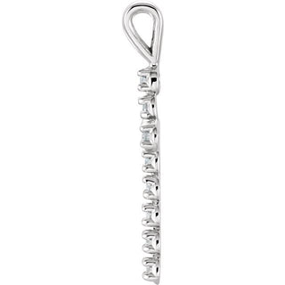14K White 1/8 CTW Natural Diamond Cross Pendant