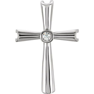 14K White .04 CTW Natural Diamond Cross Pendant