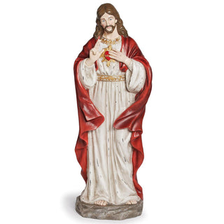 34-Inch Sacred Heart Of Jesus Antique Figure