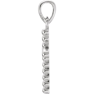 14K White Beaded Cross Pendant