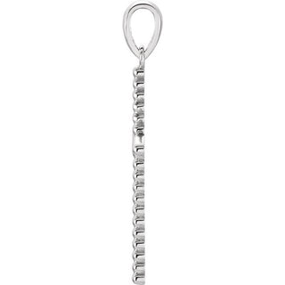 14K White Beaded Cross Pendant