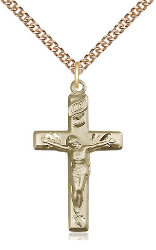 14kt Gold Filled Crucifix Medal Catholic Jewelry