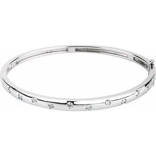 14K White 1/2 CTW Natural Diamond Bangle 6 3/4" Bracelet