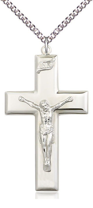 Sterling Silver Crucifix Medal Catholic Jewelry