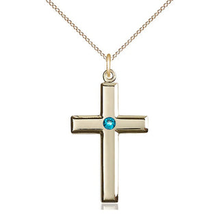 14kt Gold Filled Cross Pendant with 3mm Zircon Swarovski Necklace
