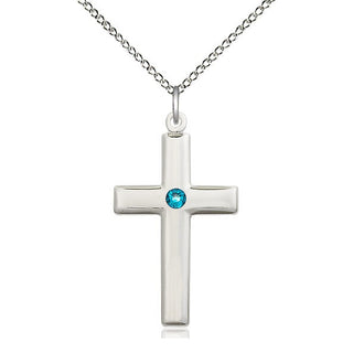 Sterling Silver Cross Pendant with 3mm Zircon Swarovski stone Necklace