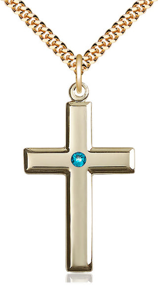 14kt Gold Filled Cross Pendant with 3mm Zircon Swarovski Necklace