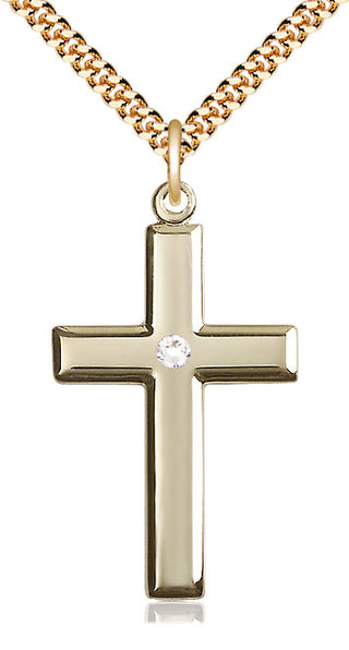14kt Gold Filled Cross Pendant with 3mm Crystal Swarovski Necklace