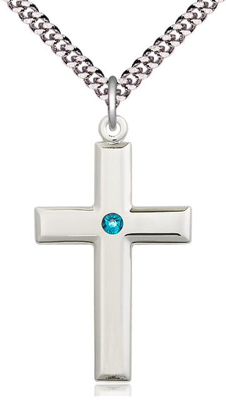 Sterling Silver Cross Pendant with 3mm Zircon Swarovski Necklace