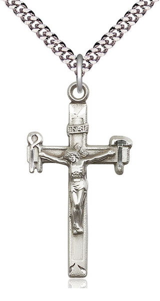 Sterling Silver Crucifix Medal Catholic Jewelry