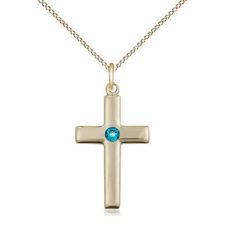 14kt Gold Filled Cross Pendant with 3mm Zircon Swarovski Necklace