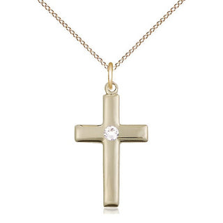14kt Gold Filled Cross Pendant with 3mm Crystal Swarovski Necklace