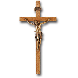 11" Oak Cross With Museum Gold Corpus