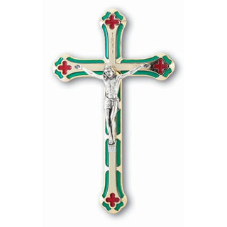 7" Green Enameled Crucifix