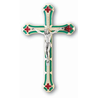 5" Green Enameled Crucifix