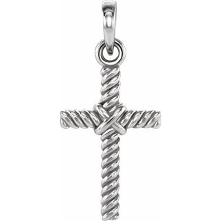 Platinum 13.5x8.6 mm Rope Cross Pendant  