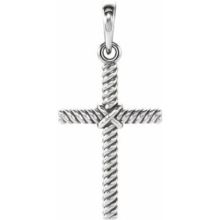 Sterling Silver 17.5x11.3 mm Rope Cross Pendant