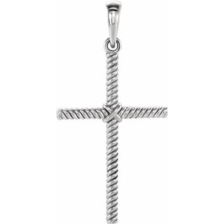 14K White 31.9x16.2 mm Rope Cross Pendant  