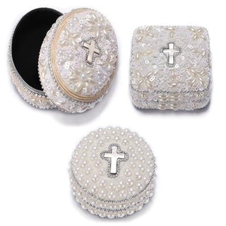 6 Pc Set 3-Inch Trinket Box Cross Communion - 3 Styles