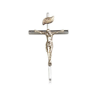 Two-Tone GF/SS Crucifix Medal Religious Jewelry