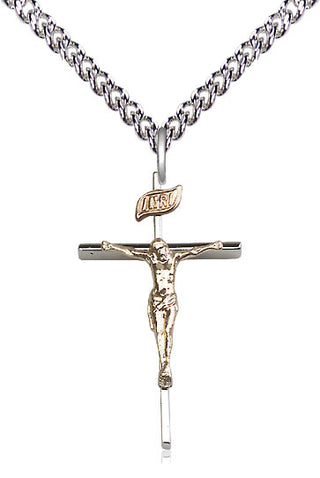 Two-Tone GF/SS Crucifix Medal | Medium