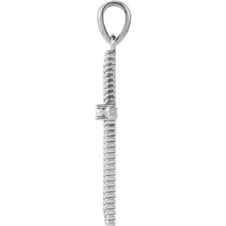 14K White .03 CT Natural Diamond Cross Pendant