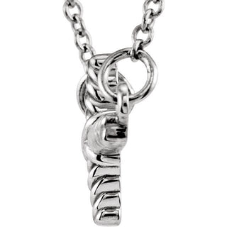 14K White Sideways Rope Cross 16 1/2" Necklace